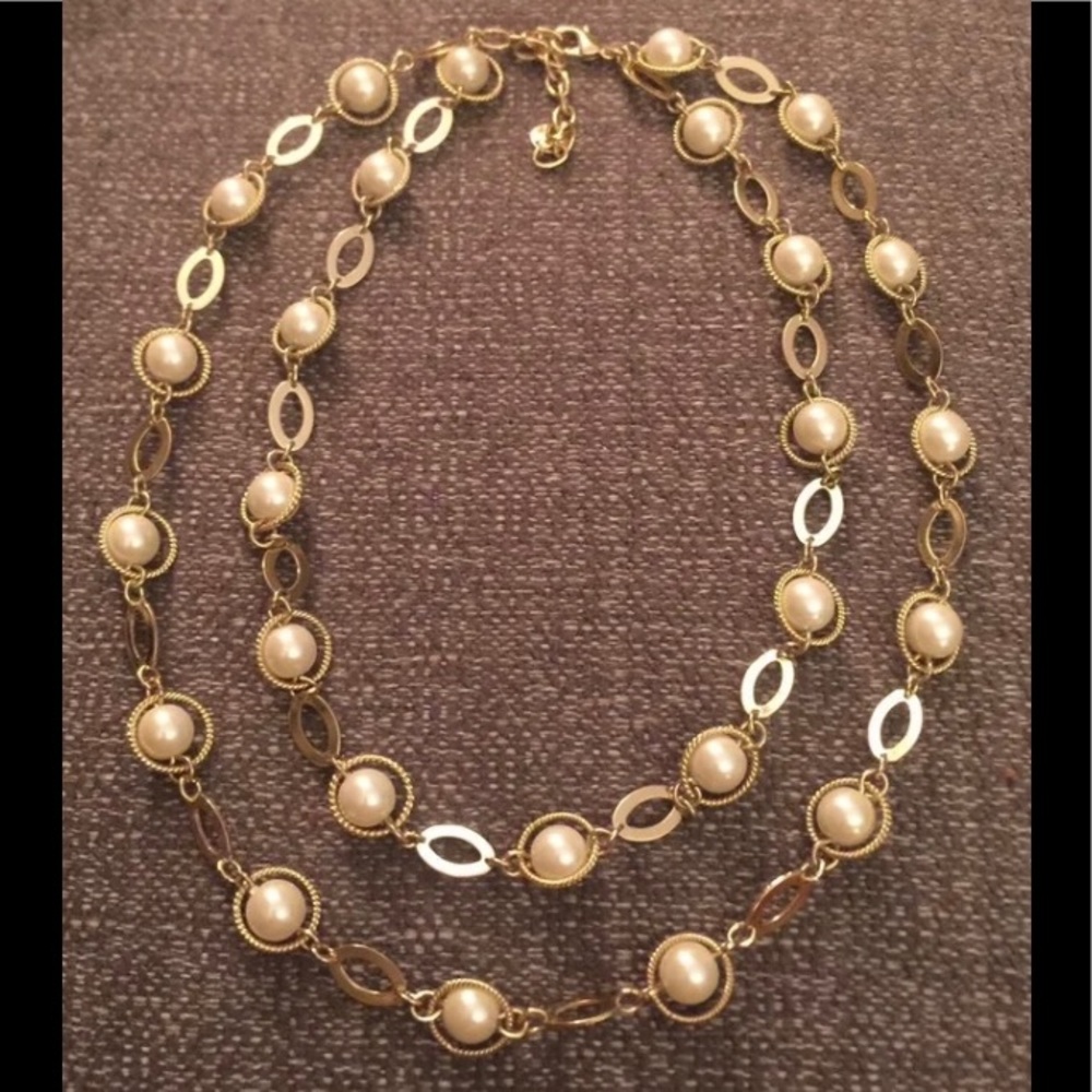 TALBOTS Gold Tone Faux Pearl Necklace